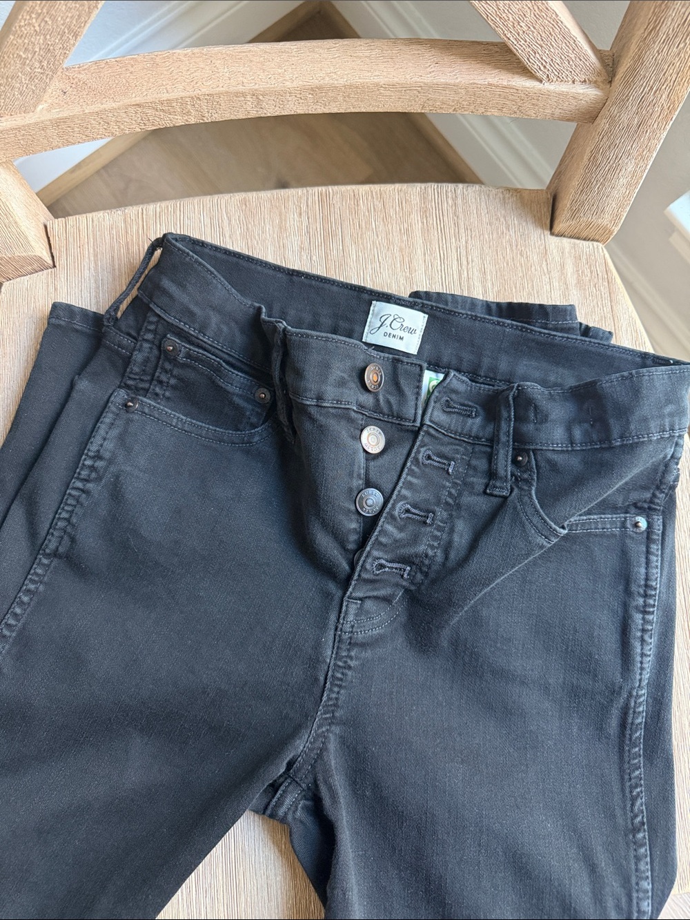 J. Crew Black High-Rise Button-Fly Women's 9” vintage straight jeans